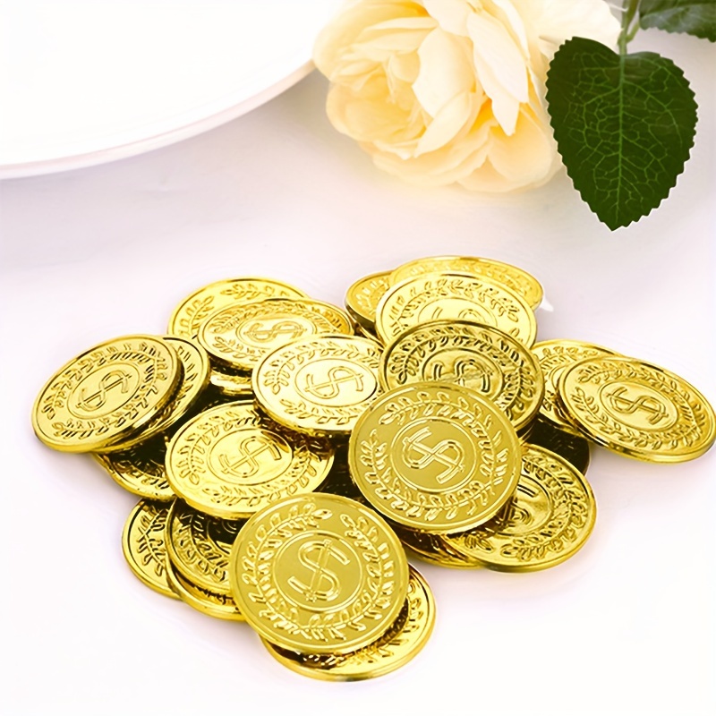 50개 골든 코인 플라스틱 장난감 황금 보물 동전 |  - Arcade Game Coin 리뷰 및 가격